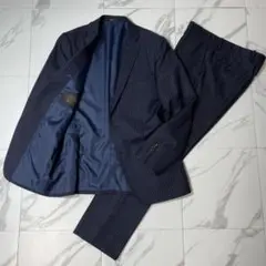 極美品 オンリー カノニコ生地 スーツ セットアップ ストライプ ネイビー L
