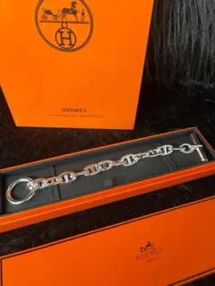 美品箱付 HERMES シルバーチェーンブレスレット