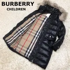 【良品】バーバリー チルドレン 3way ダウンコート ベルト ファー 黒 6Y