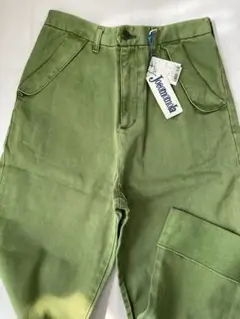 新品　タグ付きホコモモラ　レア色　グリーン　デザインジーンズ