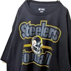 NFLピッツバーグスティーラーズ デカロゴ Tシャツ ブラック黒 2XL古着