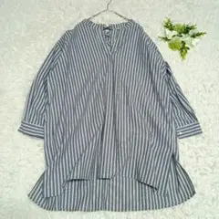 【美品/フリー/SМ2/サマンサ】長袖シャツ/ワンピース/スキッパー/グレー