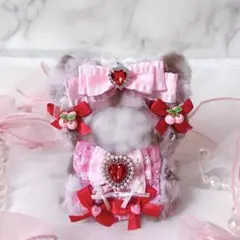 にじぱぺっと おすわり ぬい服 10cm ❤︎ ねこ さくらんぼ レオパード柄