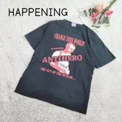 【ハプニング】メンズ トップス プリントTシャツ ブラック サイズ2