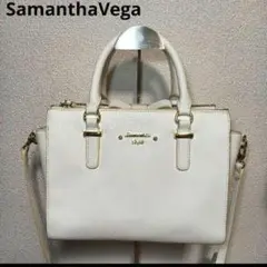Samantha Vega ホワイト ハンドバッグ BOX型　2WAY