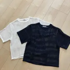 ビューティーアンドユース　メッシュトップス　2枚セット　シースルー　Tシャツ
