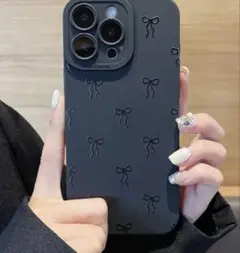 ⭐️新品未使用⭐️ ⭐️最低価格⭐️ リボン模様 ブラック iPhoneケース12
