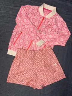 （美品）パーリーゲイツ、花柄、フルジップブルゾン、パンツ、セットアップ、サイズ1