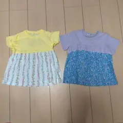 切り返しトップス　２枚セット　キッズ　花柄　120