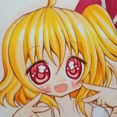 東方Project　フランドール　ビキニ　手描き　イラスト　アナログ　原画　B5