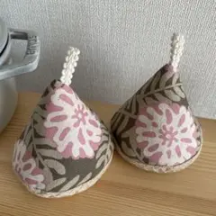 三角鍋つかみ　2個セット　くすみ　ピンク