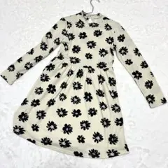 THE EMPORIUM 花柄ワンピース 長袖 Mサイズ ベージュ×ブラック