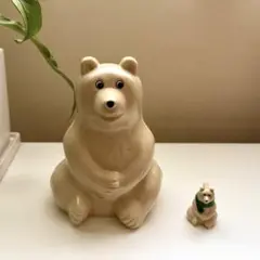 シロクマ貯金箱　北欧　ミニクマ付き