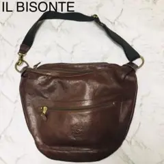 ★ILBISONTE★イルビゾンテ レザーショルダーバッグ ブラウン