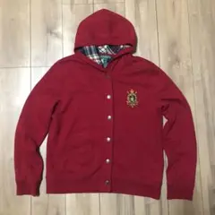 ⭐︎レア⭐︎ 美品 ラルフローレン レディースL 赤 ワッペンロゴ ボタンパーカー