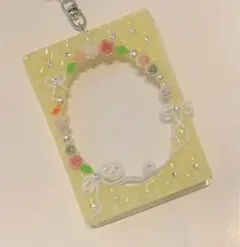 イエロー 花とリボンのカードケース