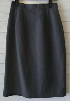 グレー ストライプ タイトスカート ひざ丈 F