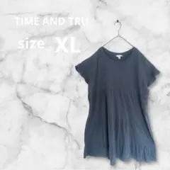 TIME AND TRU 【XL】半袖チュニック ネイビー 海外古着