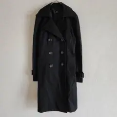 【GSSUE】（M）ダブルブレットトレンチコート/黒/入学式/通勤/シンプル