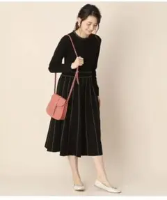週末値下げ 新品 anatelier ウール混ウエスト切り替えニットワンピース