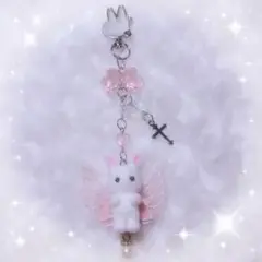 ビーズキーホルダー うさぎ ホワイト