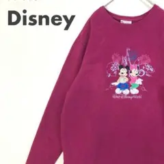 2798 Disney ディズニー　スウェット　トレーナー　刺繍　ロゴ　紫