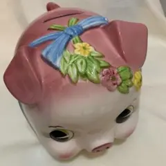豚さん貯金箱 加藤工芸 手塗り 陶器 昭和レトロ