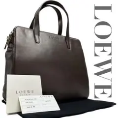 美品 ロエベ ハンドバッグ スクエア レザー ブラウン 金具 0557