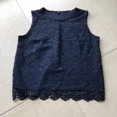 UNIQLO ネイビー レース ノースリーブ L