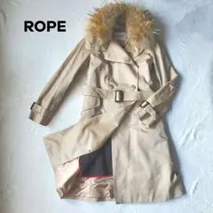 ROPE トレンチコート ラクーンファー 取り外し可能ライナー付き ベージュ