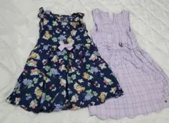花柄とラベンダー色のワンピースセット