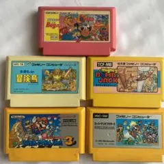 ファミコン人気アクションカセット5本セット［高橋名人のBugってハニー他］
