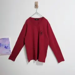 アズールバイマウジー　長袖Tシャツ　カットソー　赤　ドクロ　Ｖネック