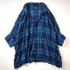 美品 DANAFANEUIL ダナ ファヌル チェックシャツ シワ加工 5分袖