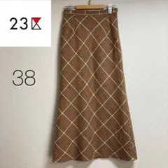 ✴︎23区✴︎ロングスカート 千鳥格子 ブラウン ナロースカート ウール