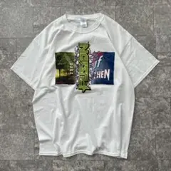 メンズ 古着 プリント Tシャツ 白 ホワイト XL バックプリント