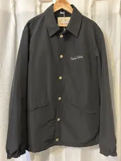 R*J様 Trophy Clothing ブラック ロゴ入りコーチジャケットサイ TROPHY CLOTHING トロフィークロージング BOXLOGO WARM UP