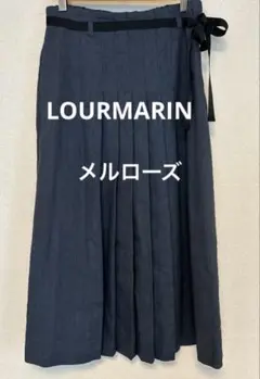 ☆美品[ルールマラン][メルローズ ]麻混プリーツロングスカート リボン付き☆