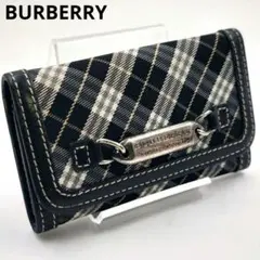 【希少】バーバリー キーケース ノバチェック ネイビー シルバー金具
