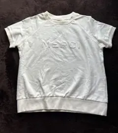 MERCI ロゴ入りホワイト半袖Tシャツ