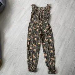 H&M サル柄フリル付きオーバーオール　6-7Y