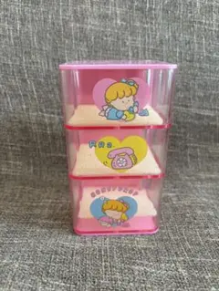 昭和レトロ　ミドリ　女の子　ピンク　プラスチックチェスト　スライド式
