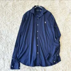 現行 ポロラルフローレン 長袖シャツ ネイビー とろみ L