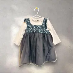 petitmain プティマイン 花柄チュールワンピース チュニック 80
