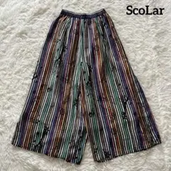 ScoLar スカラー　イージー ワイドパンツ 総柄 M