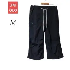 美品 ユニクロ ナイロンパンツ M クロップドパンツ 黒 UNIQLO