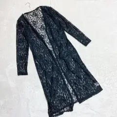 グランディール ＊ 美品✨ レース ロングカーディガン 羽織り ブラック (M)