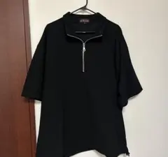 ETELIO 梨地ハーフジップ半袖プルオーバー