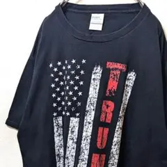 ポート&カンパニー トランプ2020星条旗デカロゴ Tシャツブラック黒L古着