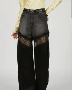 PRANK PROJECT Denim Lace Blocking Pants